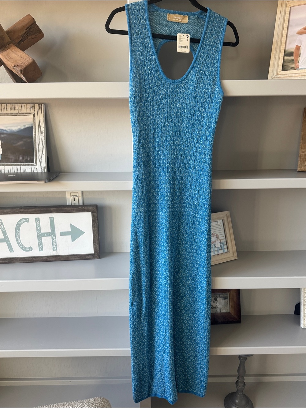 Free People Aqua Blue Sleeveless Knit Maxi Dress
